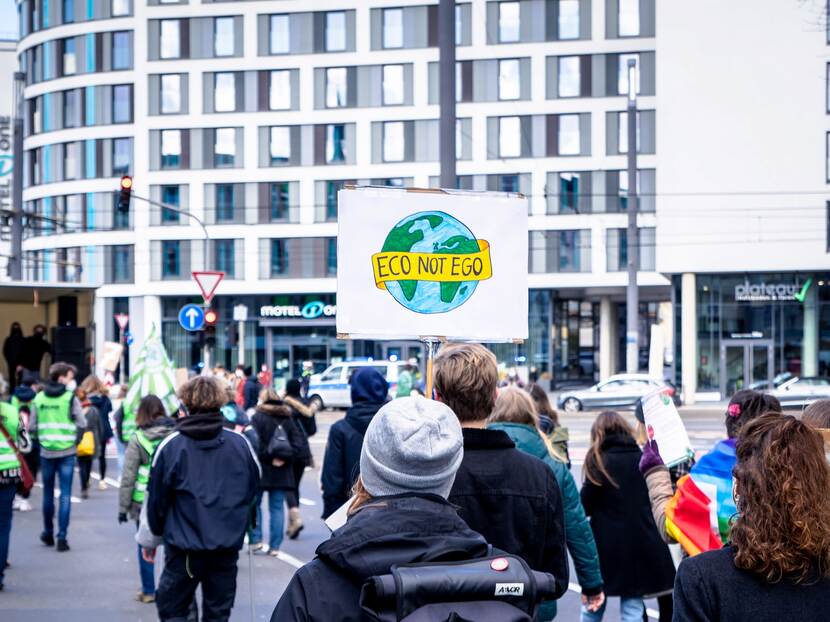 foto van klimaat protest "Eco not ego"